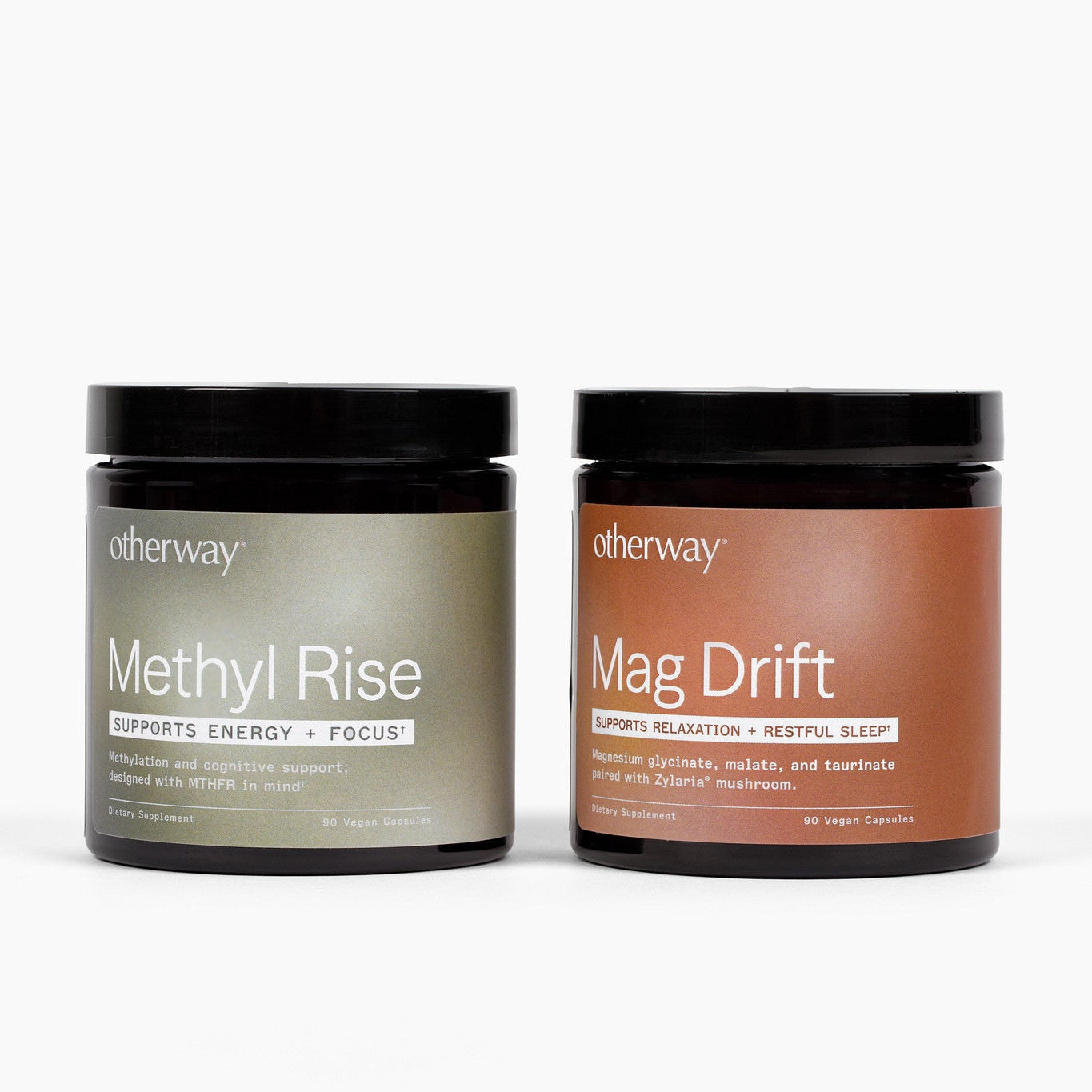 Two containers labeled 'Methyl Rise' and 'Mag Drift' on a white background